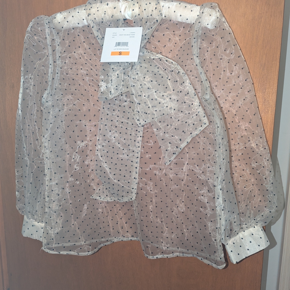 FLASH SALE NWT - Elegant Sheer Polka Dot Blouse